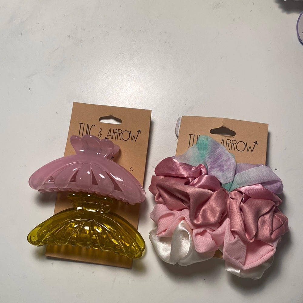 Matching hair clips and scrunchies from Twig & Arrow